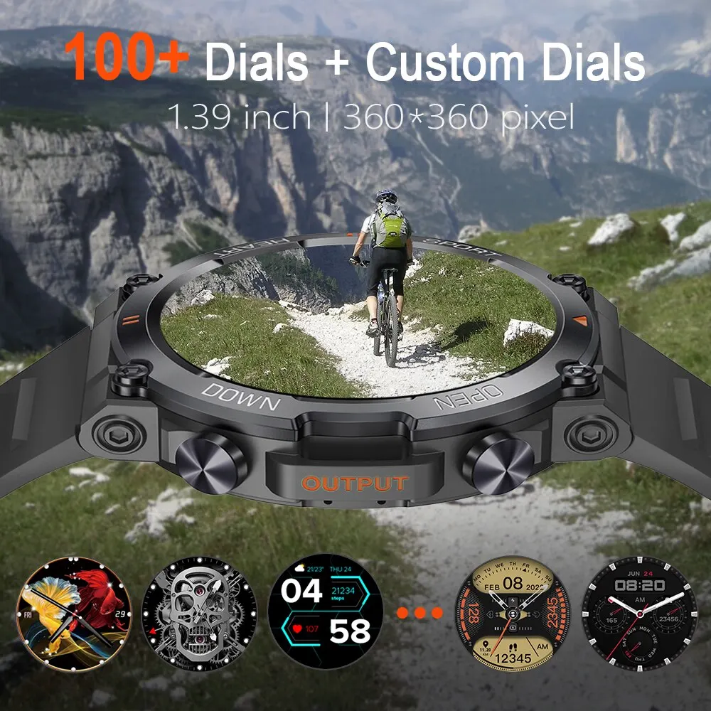 1.39 Inch HD Bluetooth Call Smart Watch Men Sports Fitness Tracker Heart Monitor 400Mah Smartwatch for Android IOS MD56