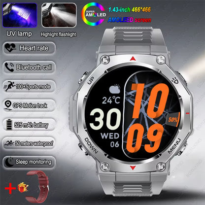 New Military Outdoor Sports Smart Watch GPS Motion Track 5 ATM Waterproof Heart Rate HD Bluetooth Call Smartwatch Men for Xiaomi