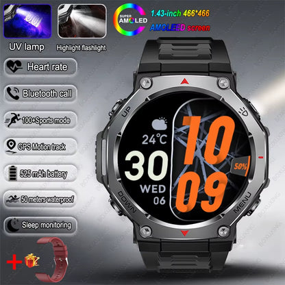 New Military Outdoor Sports Smart Watch GPS Motion Track 5 ATM Waterproof Heart Rate HD Bluetooth Call Smartwatch Men for Xiaomi