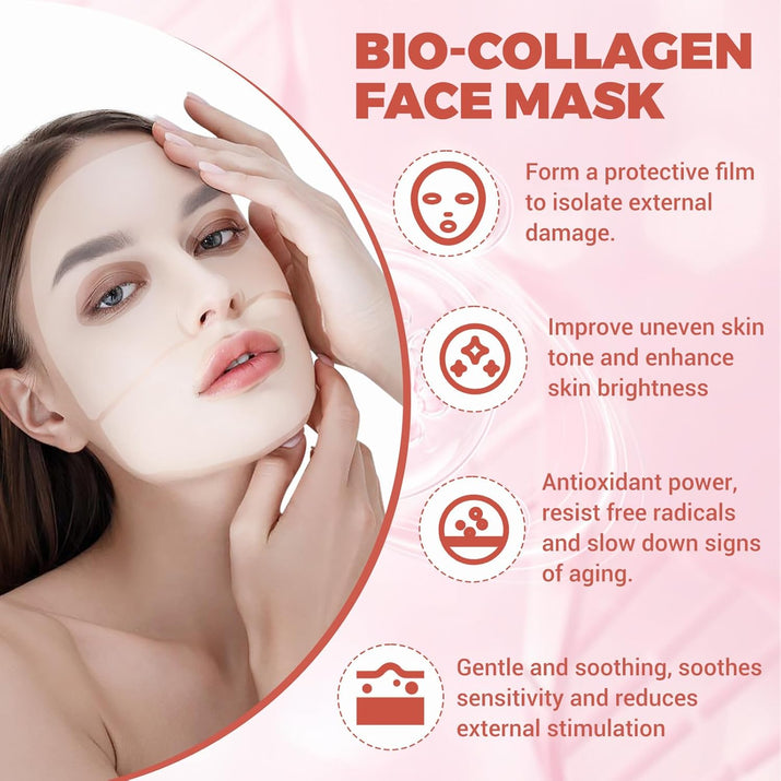 4 Pcs Bio-Collagen Real Deep Mask, Masque Collagene Korean, Anti-Âge Mask Collagen, Collagène Masque Soluble, Masque Hydratant Visage Pour Les Peaux Sèches Ternes