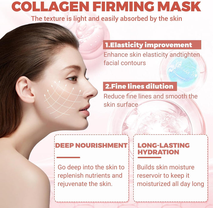 4 Pcs Bio-Collagen Real Deep Mask, Masque Collagene Korean, Anti-Âge Mask Collagen, Collagène Masque Soluble, Masque Hydratant Visage Pour Les Peaux Sèches Ternes