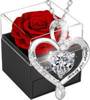Rose Eternelle Rouge,Femme Boîte De Roses,Fleur Conservée,Rose Stabilisée,Cadeau Pour Elle La Anniversaire Saint Valentin Noël Fête Des Mères Cadeaux Pour Sa Femme Maman Grand-Mère Copine