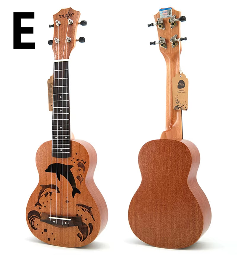 21 Inch Ukulele Soprano 4 Strings Mini Guitar 15 Frets Hawaii Ukelele Closed Knob Uku Wholesale Dropshipping
