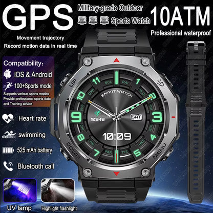 New Military Outdoor Sports Smart Watch GPS Motion Track 5 ATM Waterproof Heart Rate HD Bluetooth Call Smartwatch Men for Xiaomi