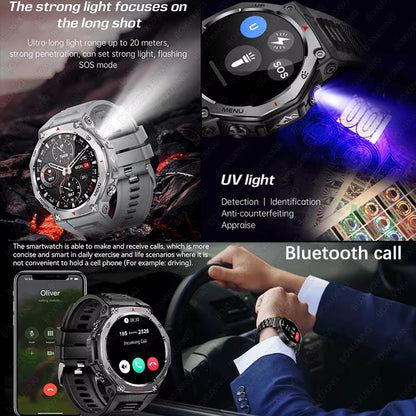 New Military Outdoor Sports Smart Watch GPS Motion Track 5 ATM Waterproof Heart Rate HD Bluetooth Call Smartwatch Men for Xiaomi