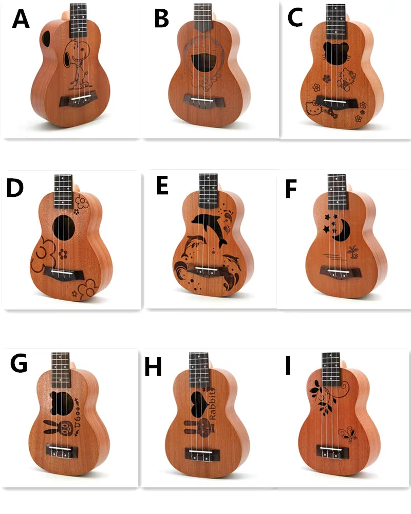 21 Inch Ukulele Soprano 4 Strings Mini Guitar 15 Frets Hawaii Ukelele Closed Knob Uku Wholesale Dropshipping