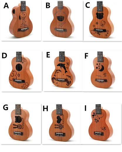 21 Inch Ukulele Soprano 4 Strings Mini Guitar 15 Frets Hawaii Ukelele Closed Knob Uku Wholesale Dropshipping