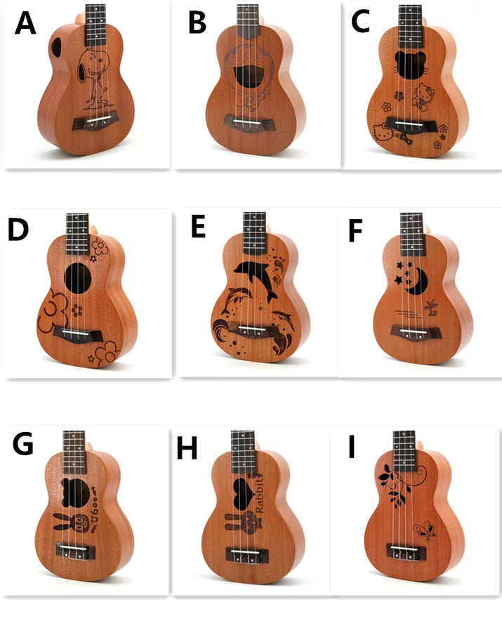 21 Inch Ukulele Soprano 4 Strings Mini Guitar 15 Frets Hawaii Ukelele Closed Knob Uku Wholesale Dropshipping